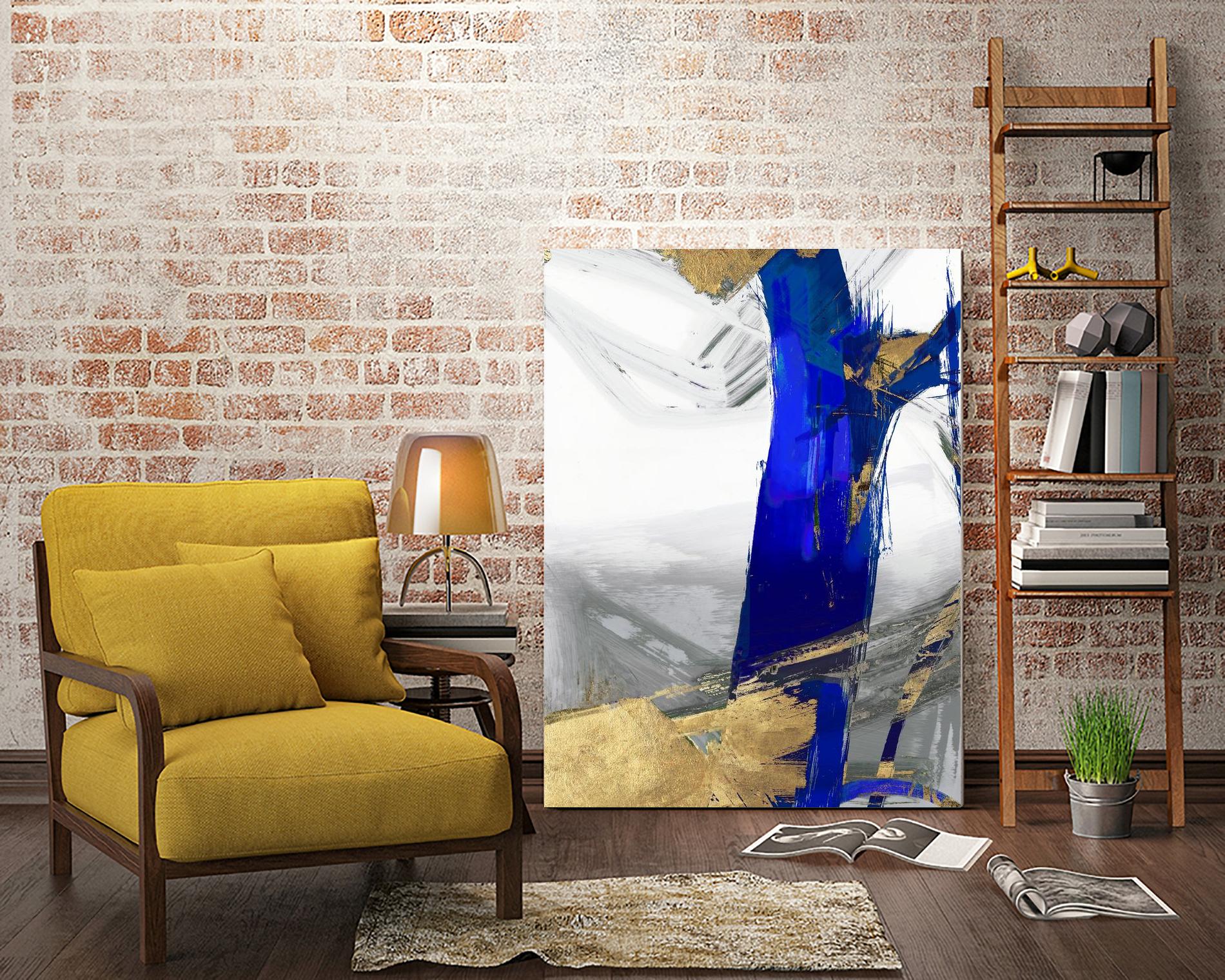 Indigo Abstract IV by PI Studio on GIANT ART - gold abstract