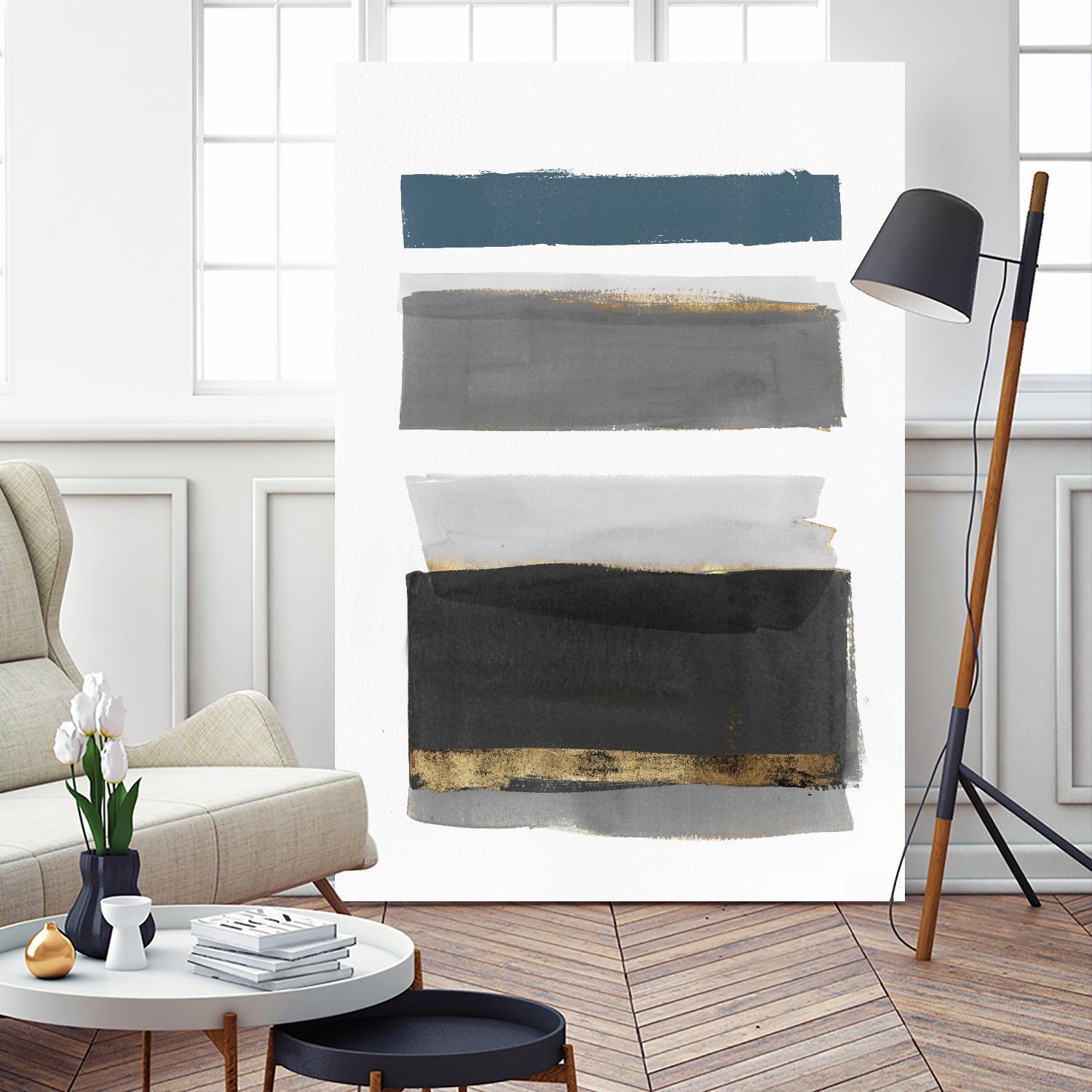 Stacked Stripes II by PI  Studio on GIANT ART - gold shapes