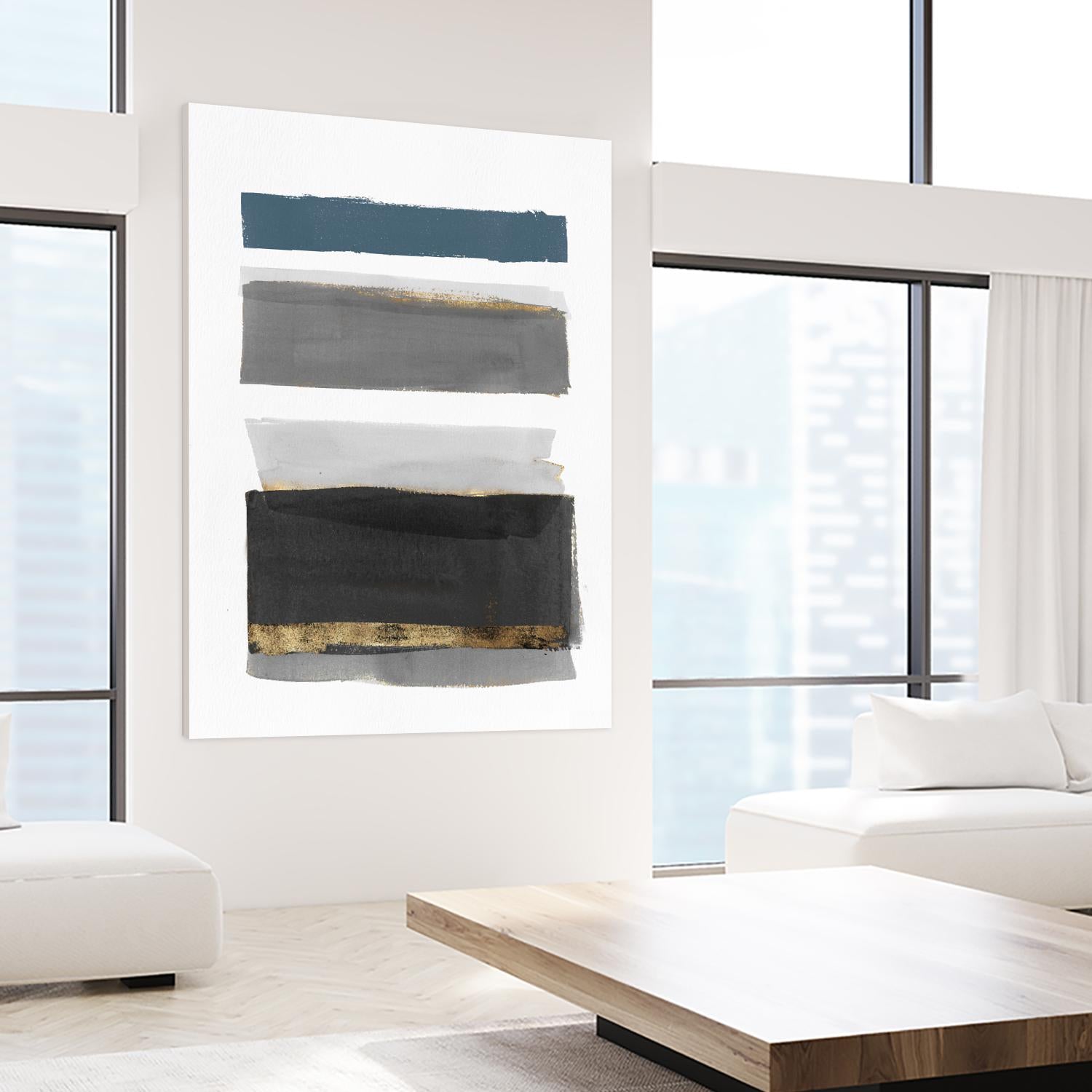 Stacked Stripes II by PI  Studio on GIANT ART - gold shapes