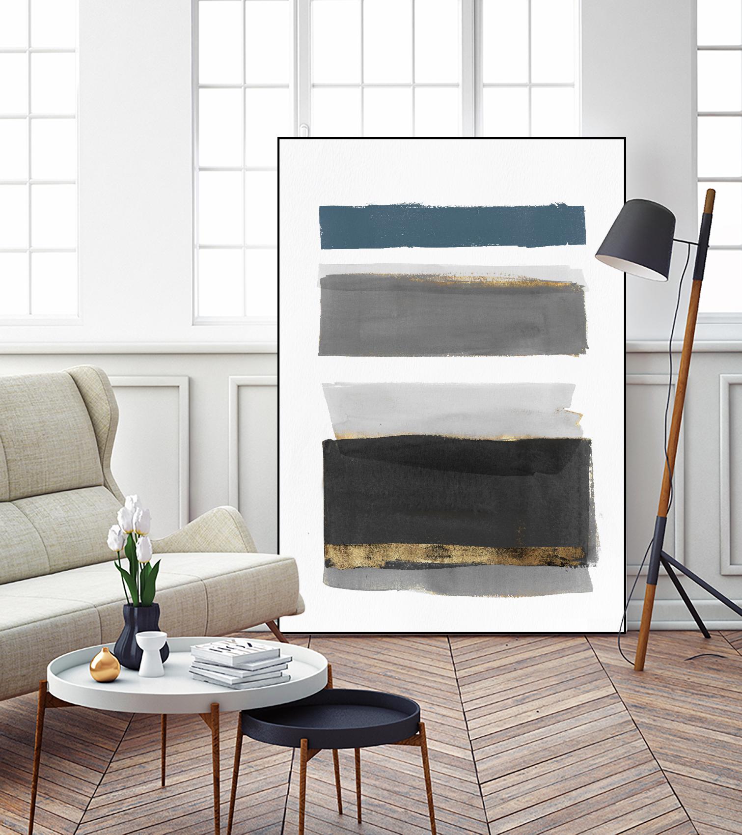 Stacked Stripes II by PI  Studio on GIANT ART - gold shapes