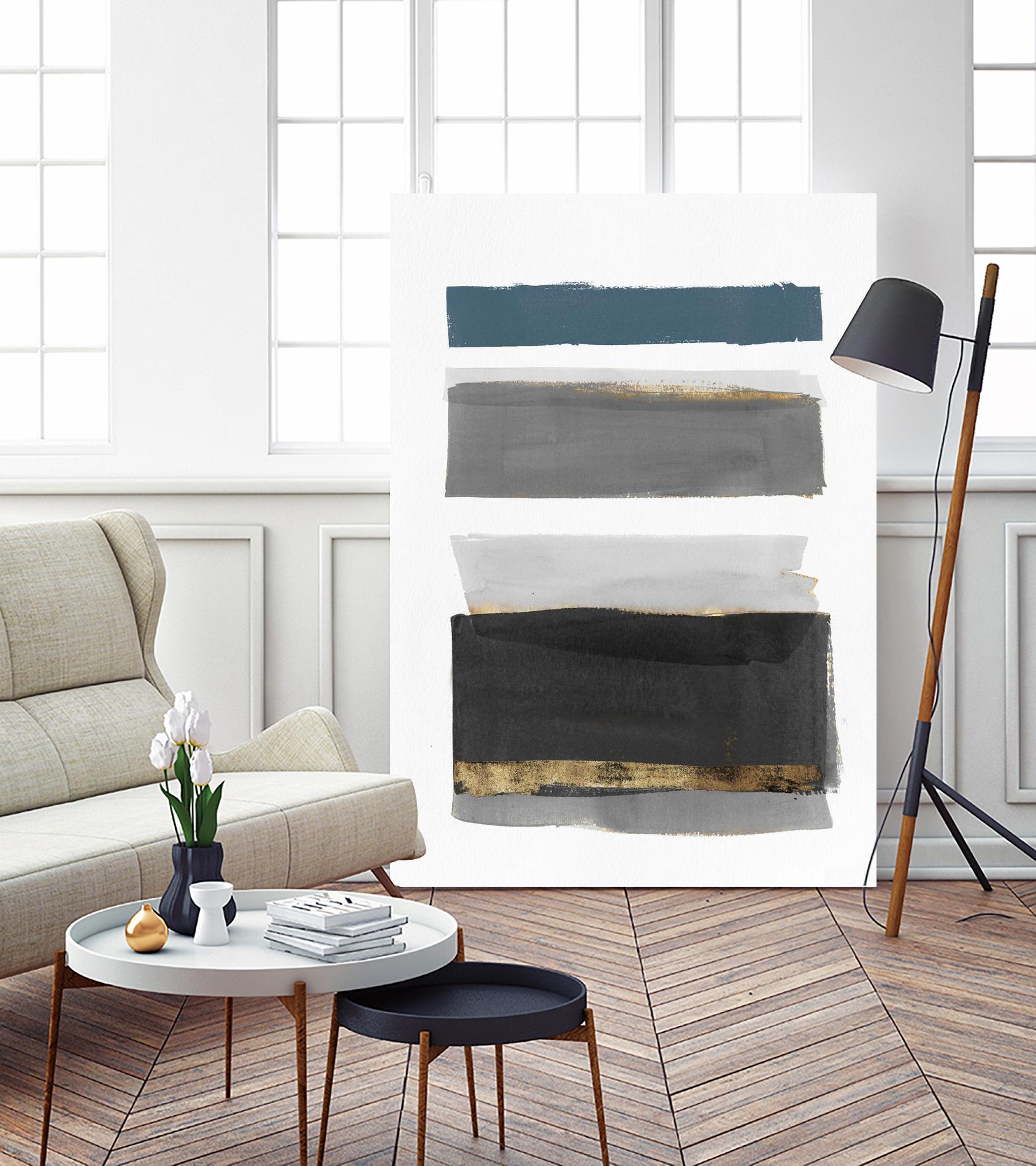 Stacked Stripes II by PI  Studio on GIANT ART - gold shapes