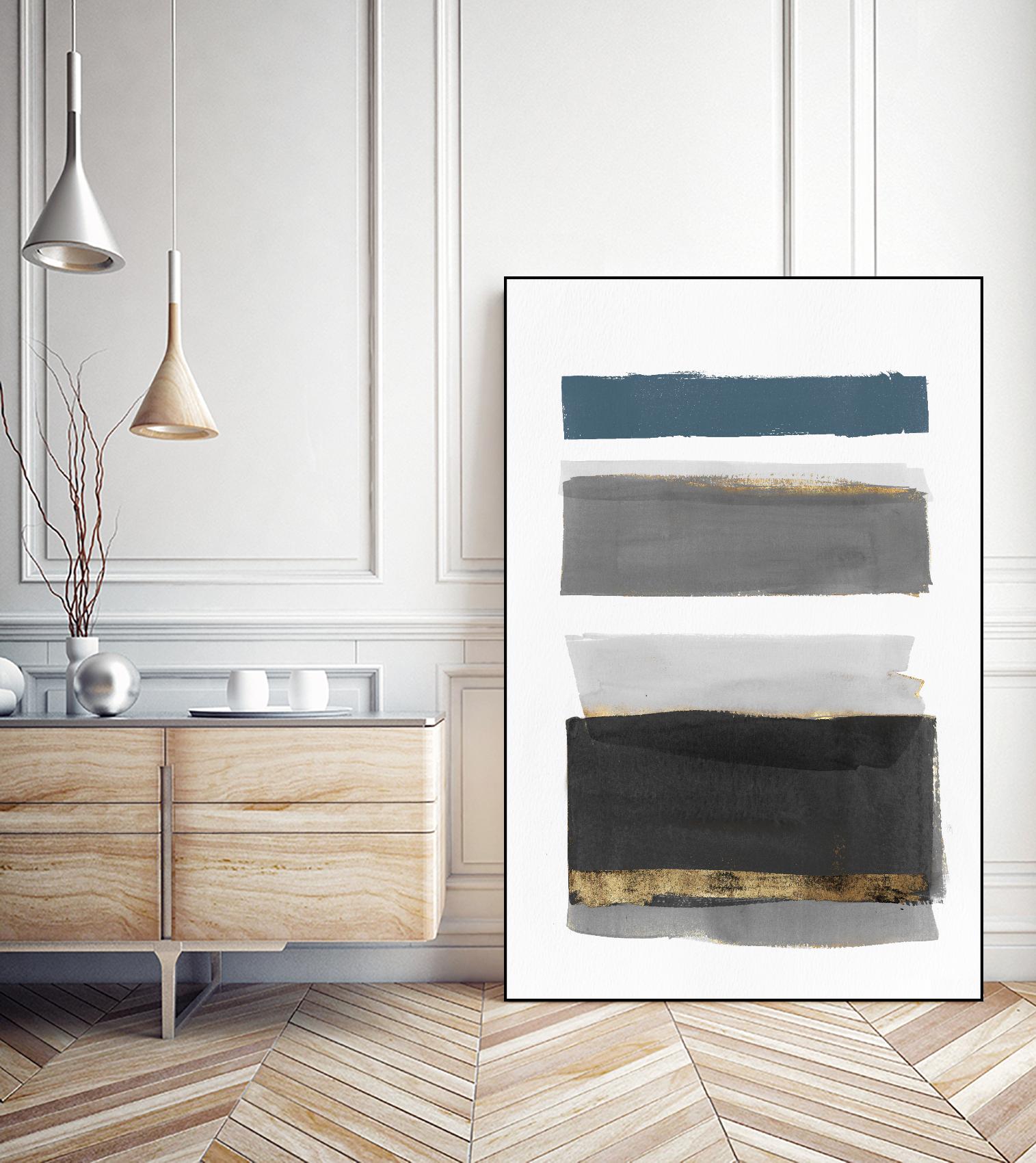 Stacked Stripes II by PI  Studio on GIANT ART - gold shapes