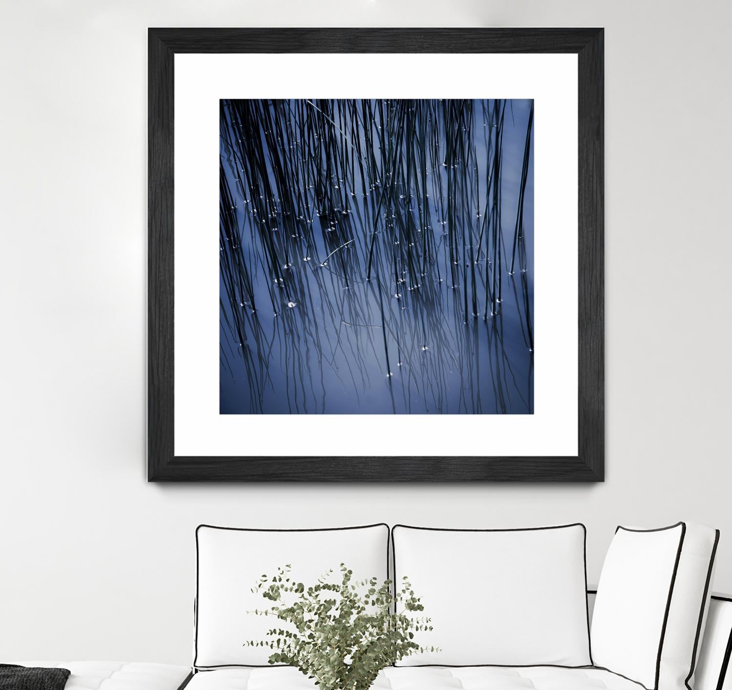 Lily Pond Blue III by Rebecca Cozart on GIANT ART - black photo art