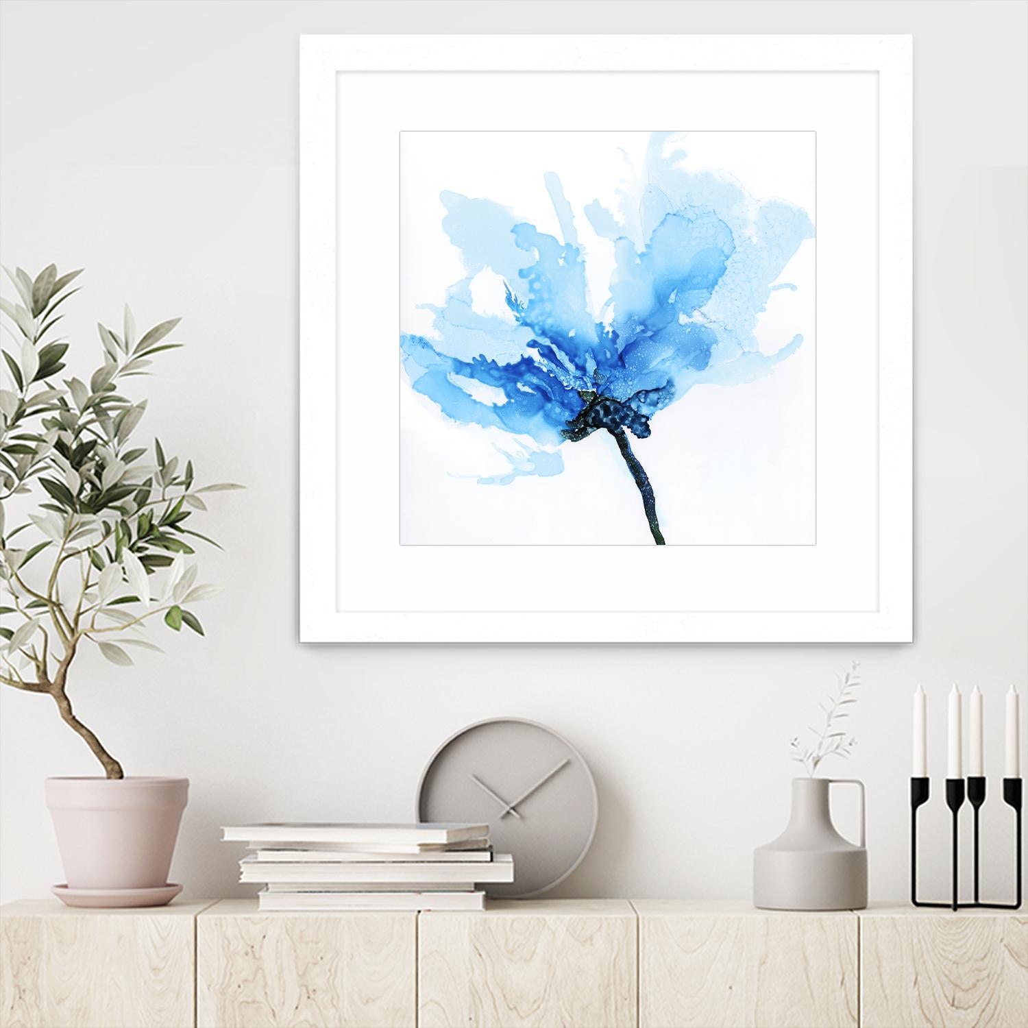 Blue Poppy II by Wendy Kroeker on GIANT ART - white floral