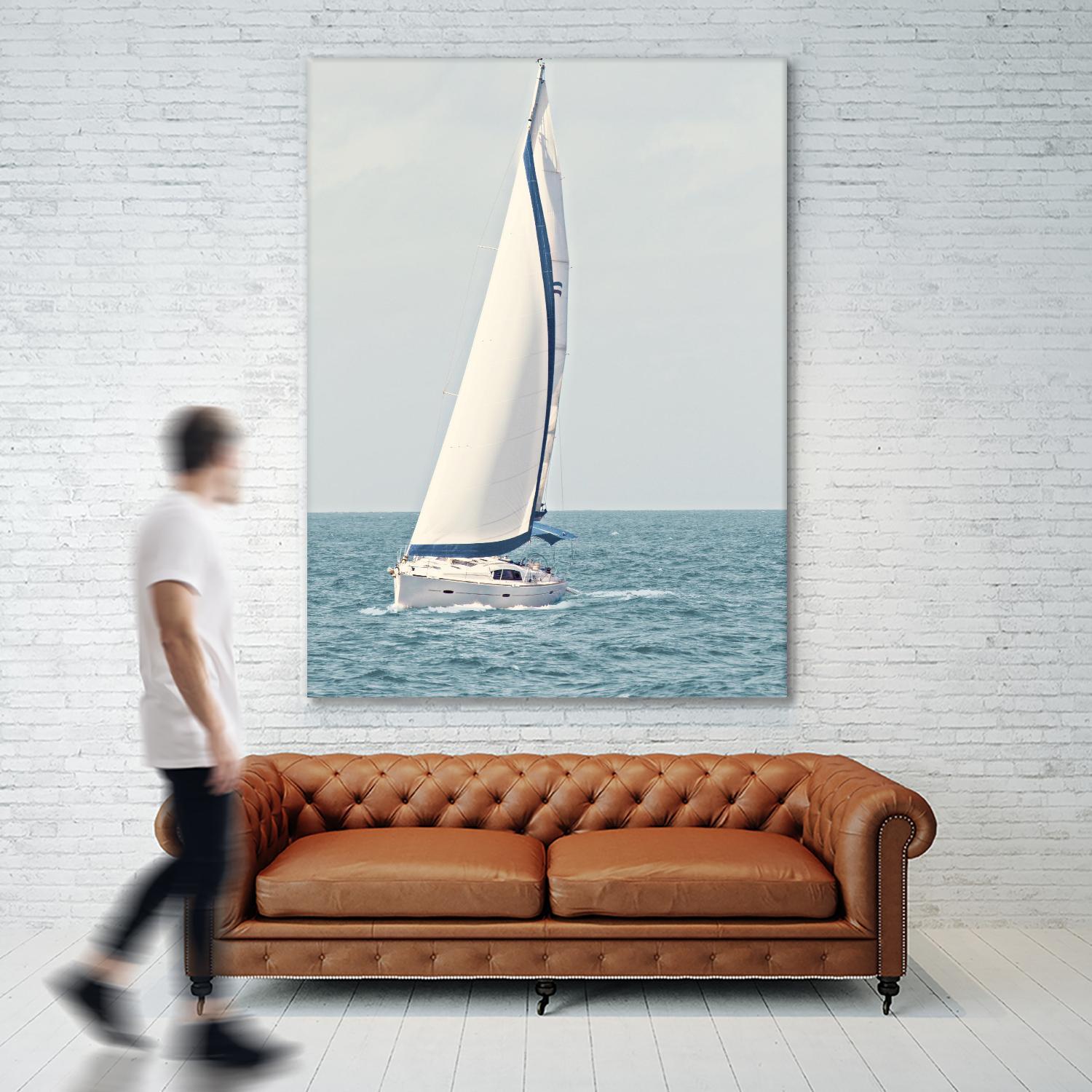 Sailboat In The Ocean by Kathy Mansfield on GIANT ART - coastal