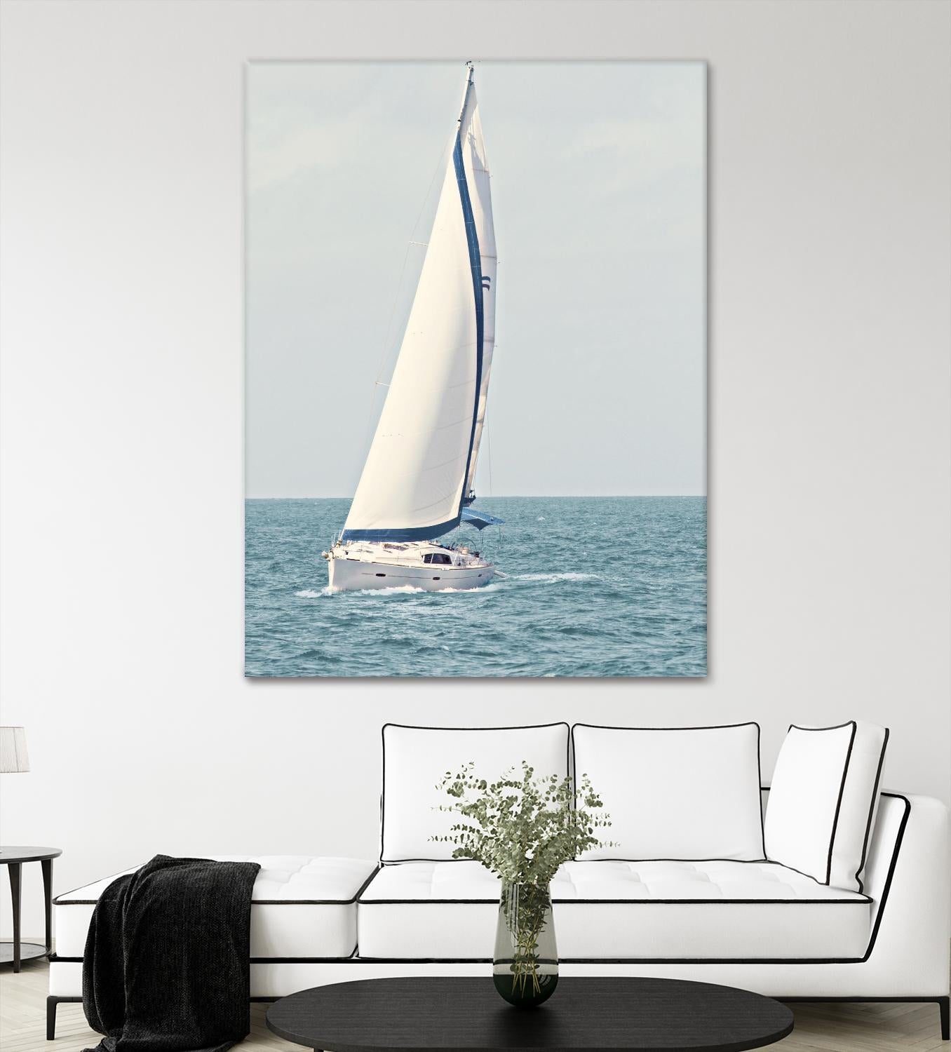 Sailboat In The Ocean by Kathy Mansfield on GIANT ART - coastal