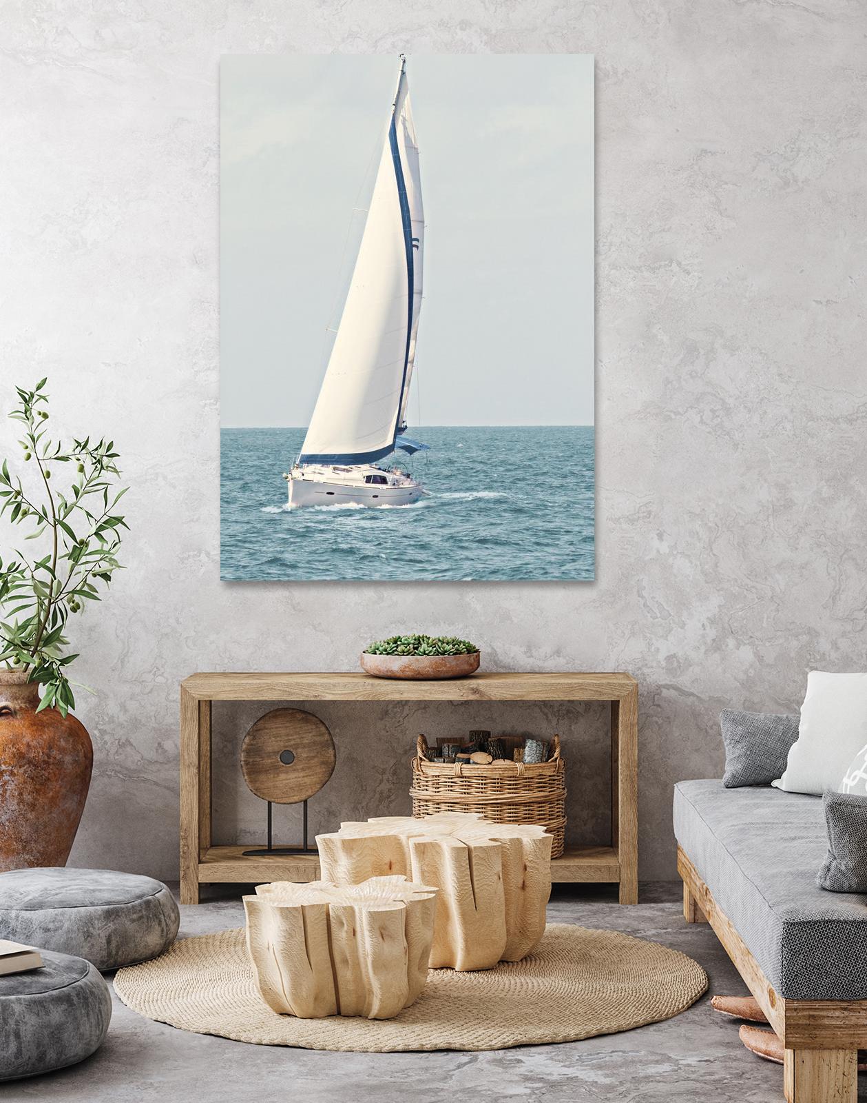 Sailboat In The Ocean by Kathy Mansfield on GIANT ART - coastal