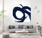 Navy Circular Strokes II by Megan Morris on GIANT ART - white black & white
