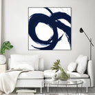 Navy Circular Strokes II by Megan Morris on GIANT ART - white black & white