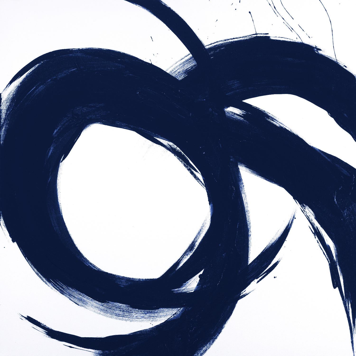 Navy Circular Strokes II by Megan Morris on GIANT ART - white black & white