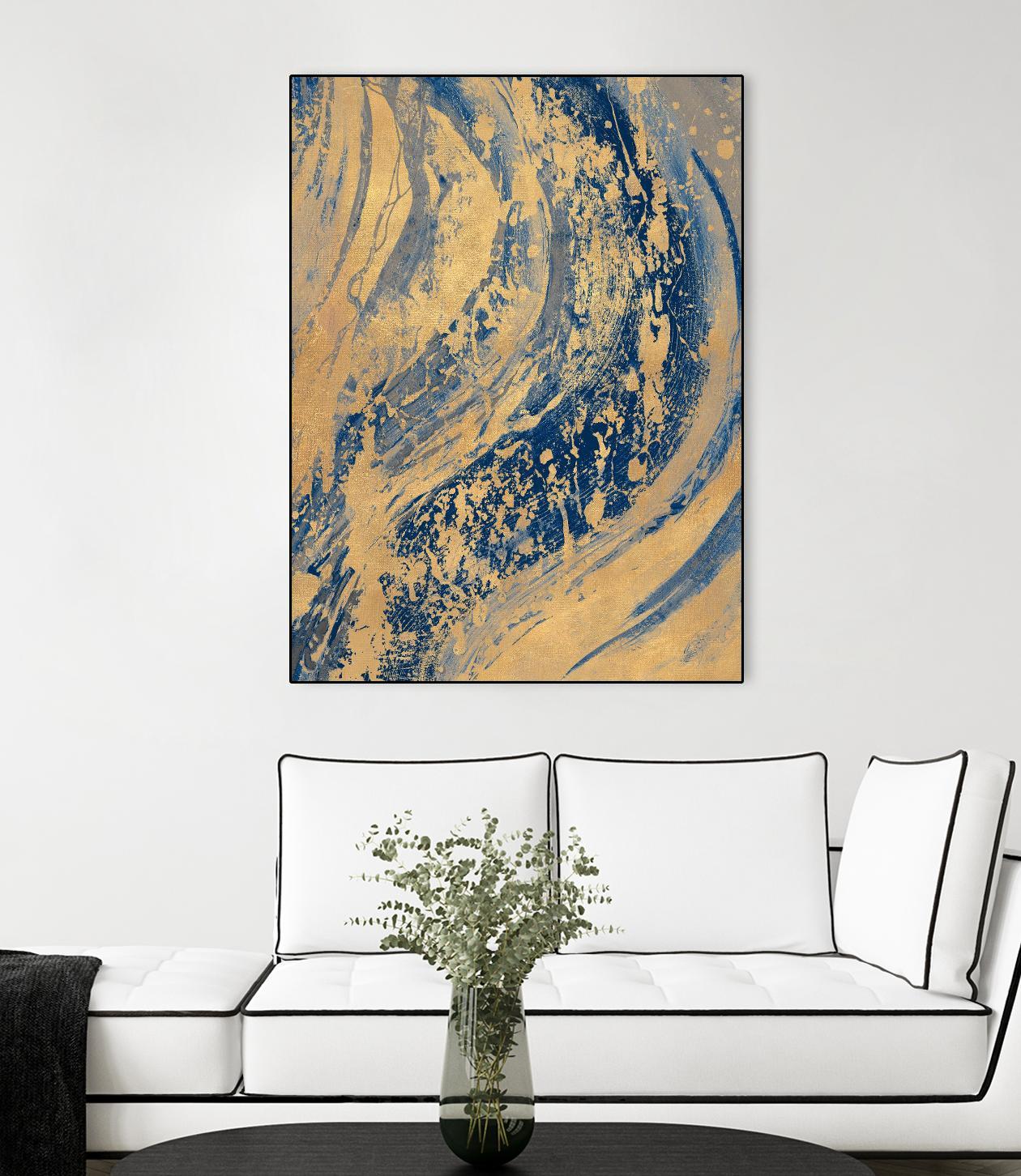 Blue And Gold Wave by Patricia Pinto on GIANT ART - abstract