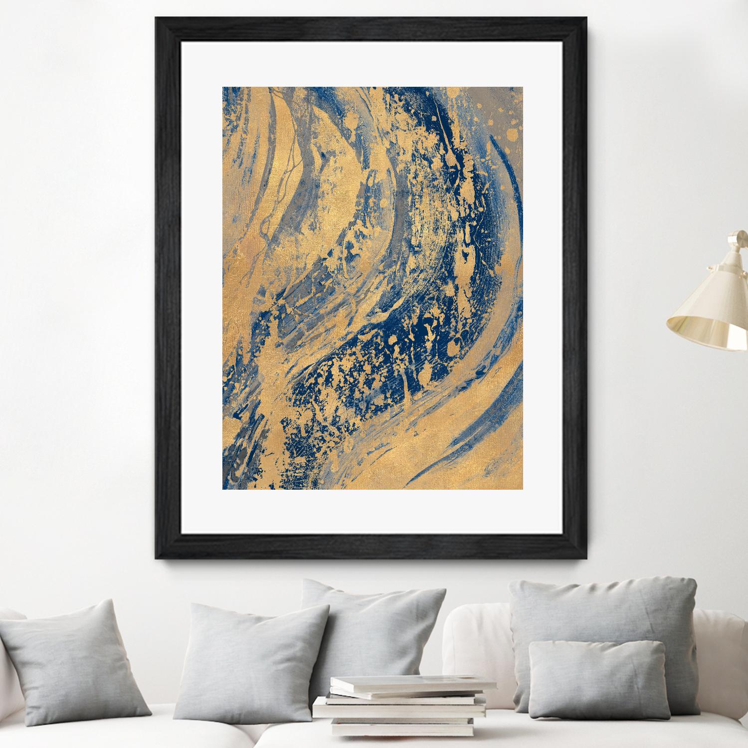Blue And Gold Wave by Patricia Pinto on GIANT ART - abstract