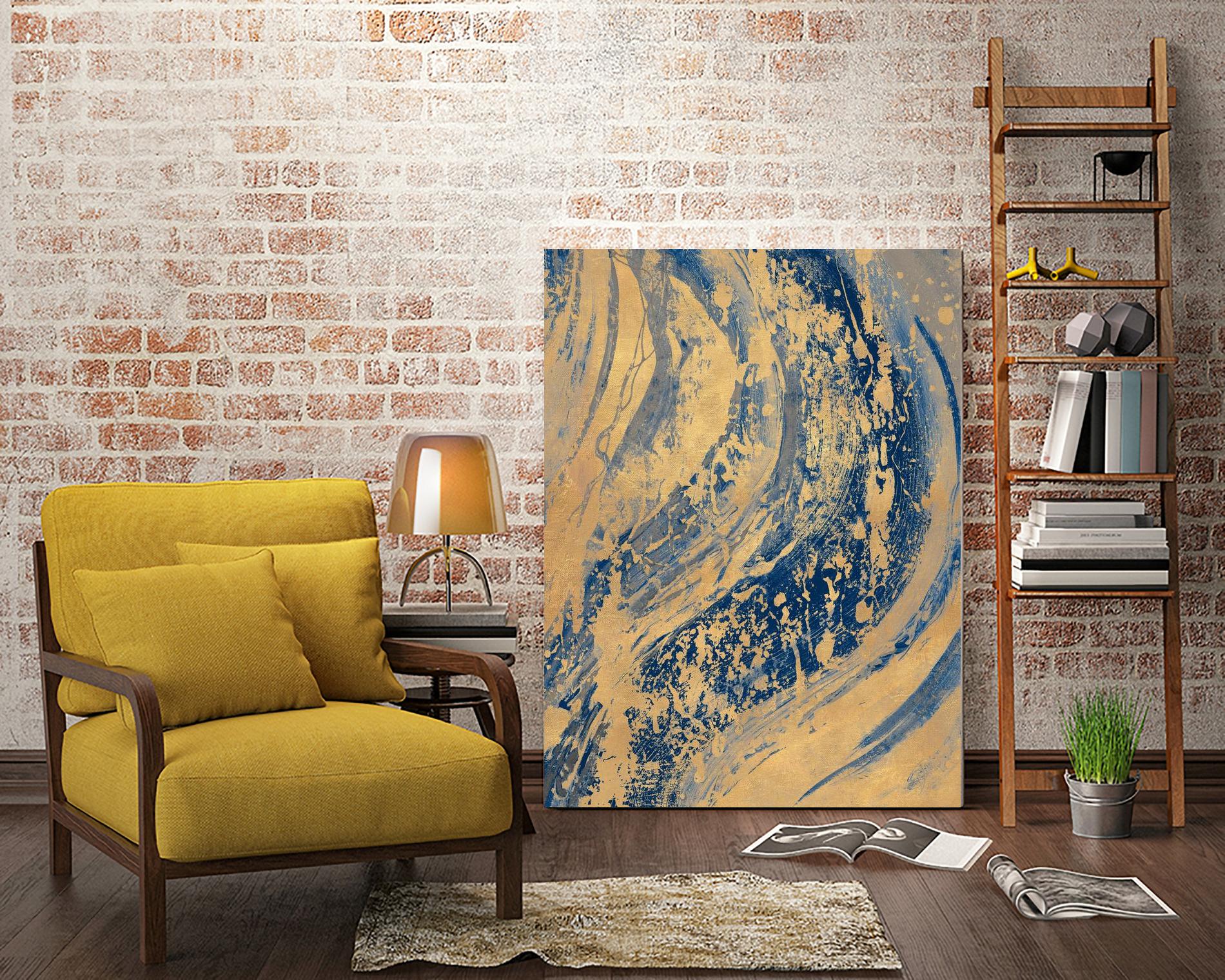 Blue And Gold Wave by Patricia Pinto on GIANT ART - abstract