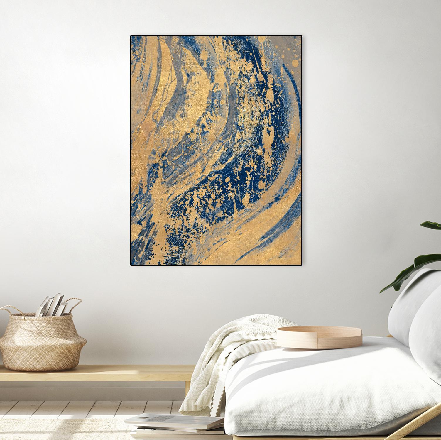 Blue And Gold Wave by Patricia Pinto on GIANT ART - abstract