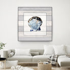Muted Blue Sea Shell on Wood by Lanie Loreth on GIANT ART - coastal