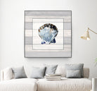 Muted Blue Sea Shell on Wood by Lanie Loreth on GIANT ART - coastal