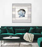 Muted Blue Sea Shell on Wood by Lanie Loreth on GIANT ART - coastal