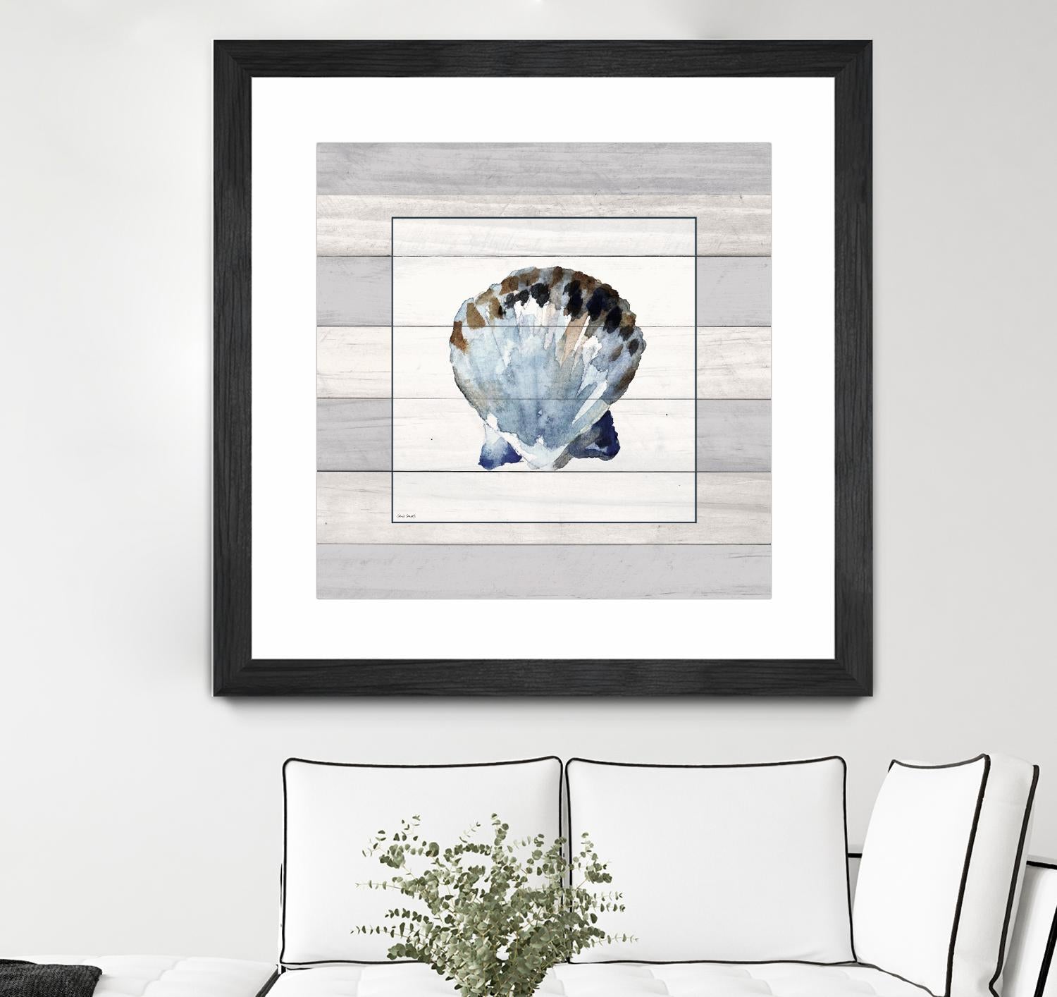 Muted Blue Sea Shell on Wood by Lanie Loreth on GIANT ART - coastal