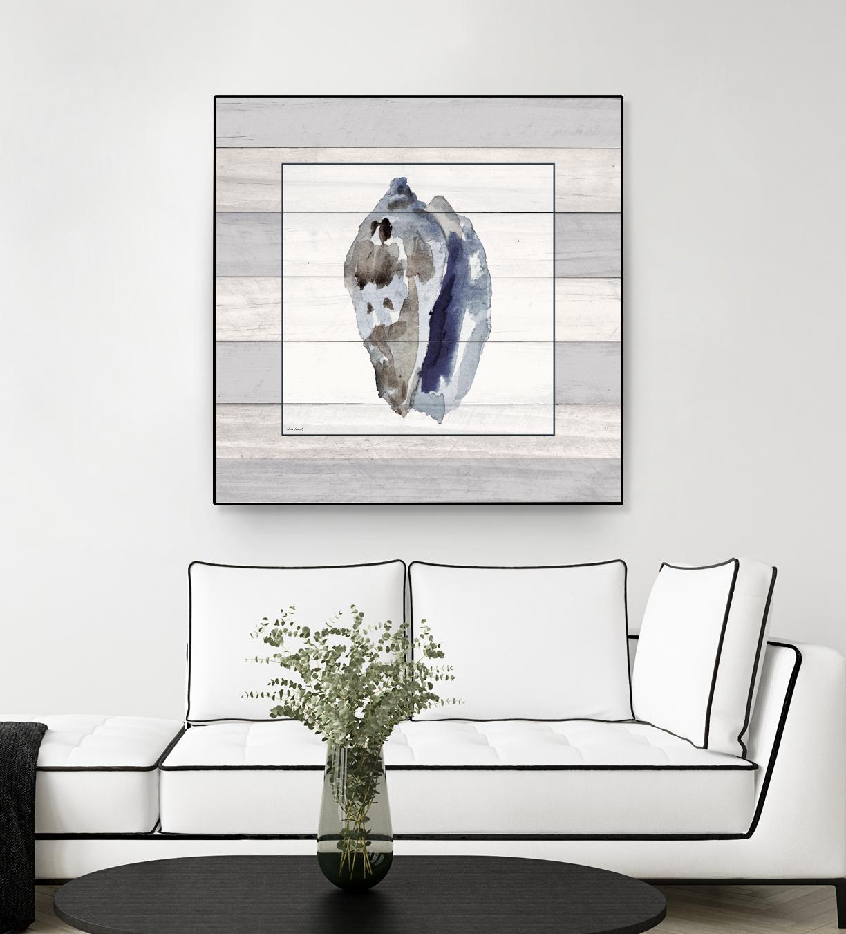 Muted Blue Conch on Wood by Lanie Loreth on GIANT ART - coastal