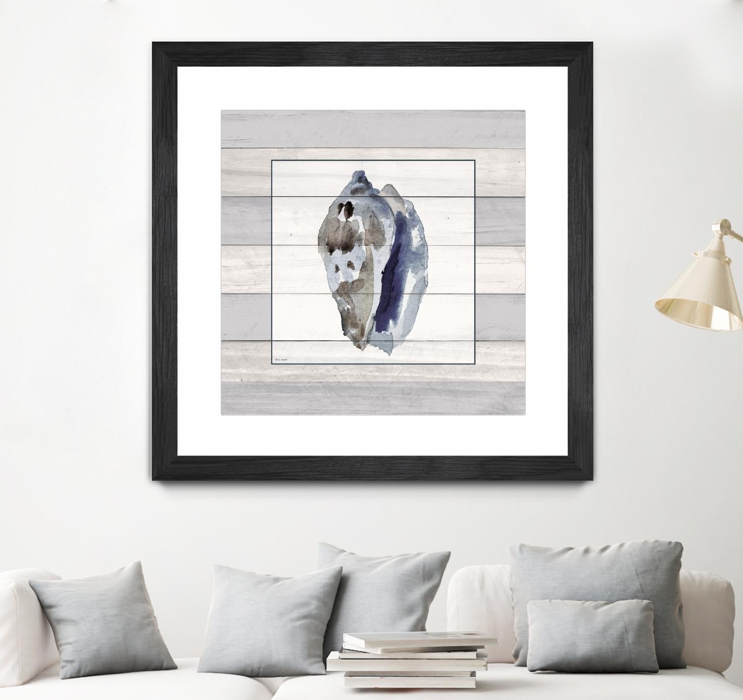 Muted Blue Conch on Wood by Lanie Loreth on GIANT ART - coastal