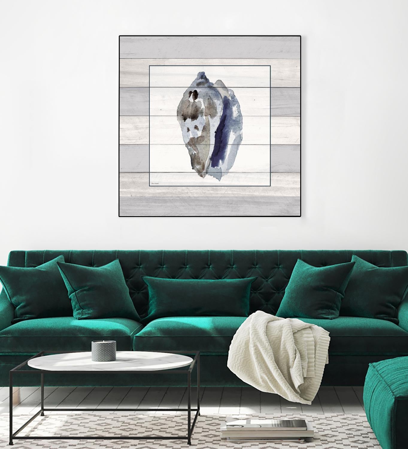 Muted Blue Conch on Wood by Lanie Loreth on GIANT ART - coastal