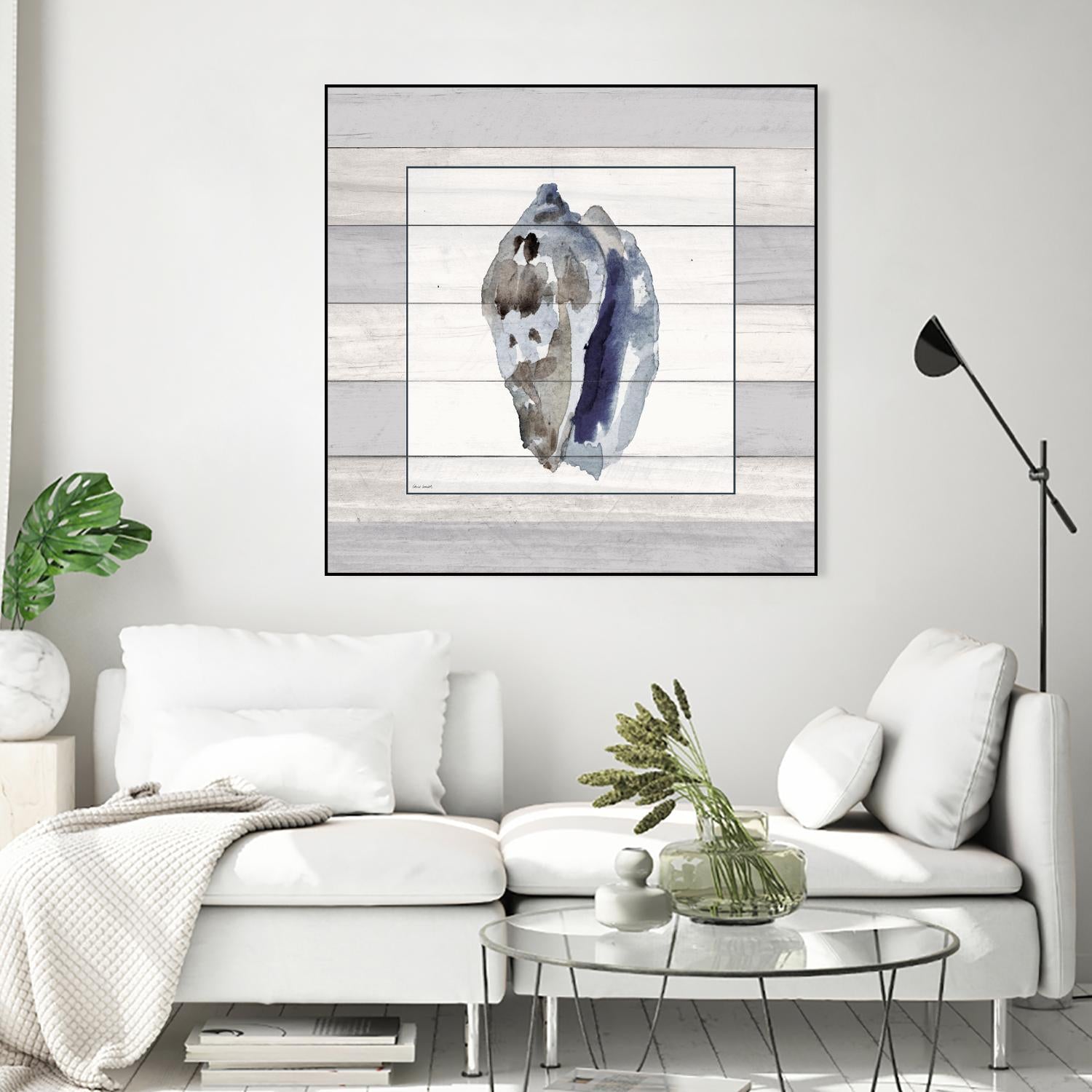 Muted Blue Conch on Wood by Lanie Loreth on GIANT ART - coastal