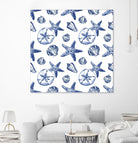 Deep Ocean Treasures White Pattern by Janice Gaynor on GIANT ART - coastal pattern