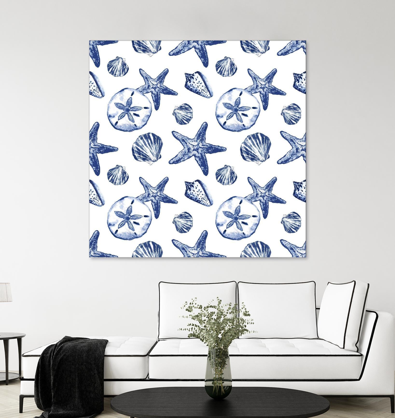 Deep Ocean Treasures White Pattern by Janice Gaynor on GIANT ART - coastal pattern