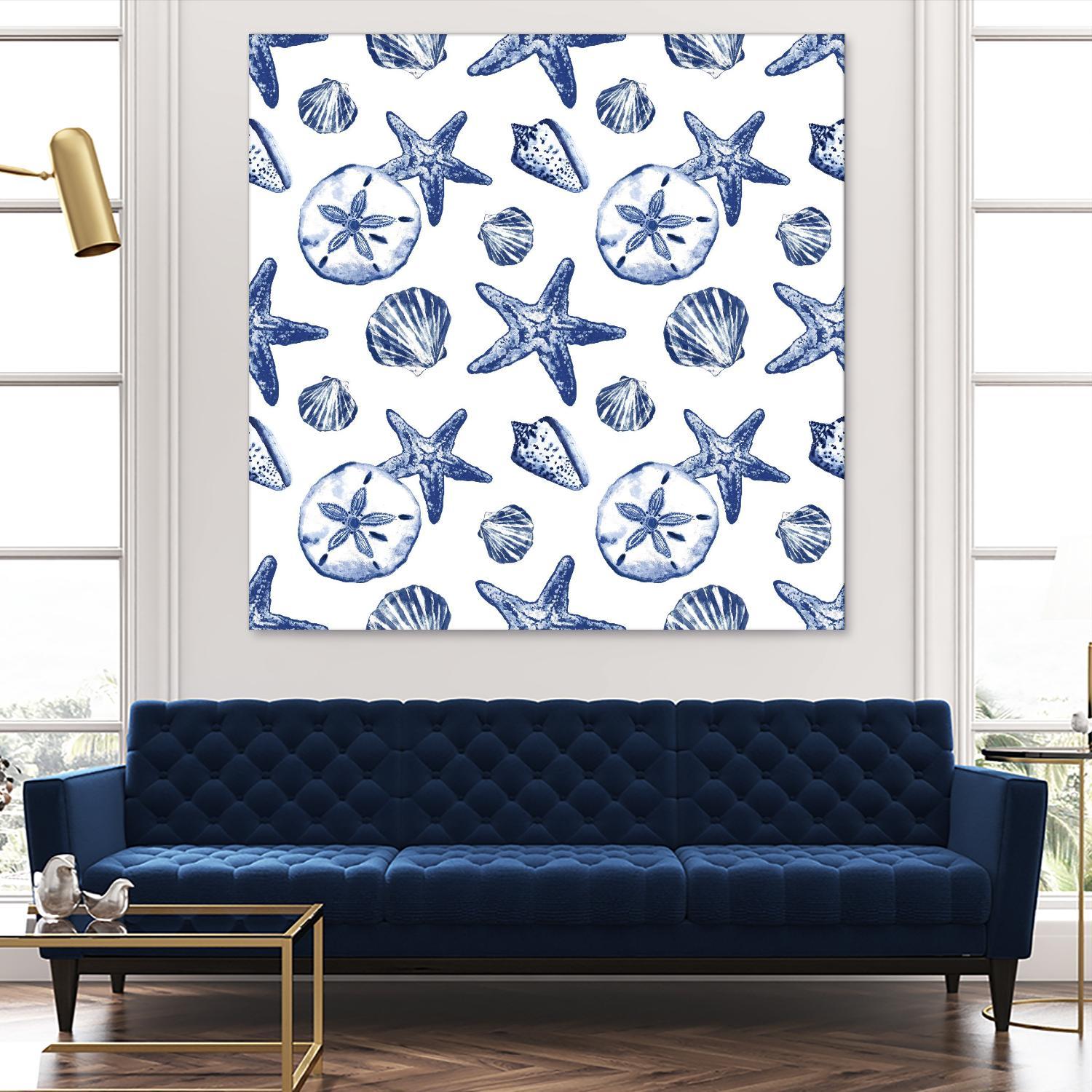 Deep Ocean Treasures White Pattern by Janice Gaynor on GIANT ART - coastal pattern