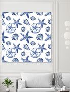 Deep Ocean Treasures White Pattern by Janice Gaynor on GIANT ART - coastal pattern