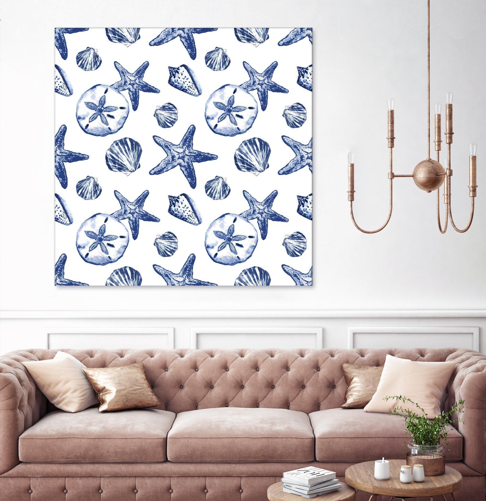 Deep Ocean Treasures White Pattern by Janice Gaynor on GIANT ART - coastal pattern