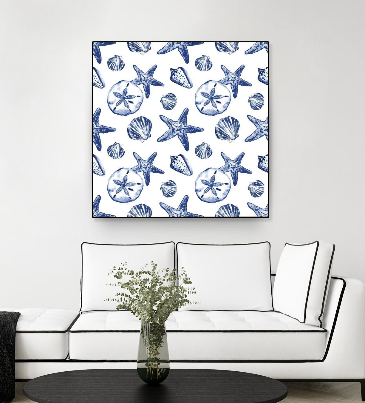 Deep Ocean Treasures White Pattern by Janice Gaynor on GIANT ART - coastal pattern