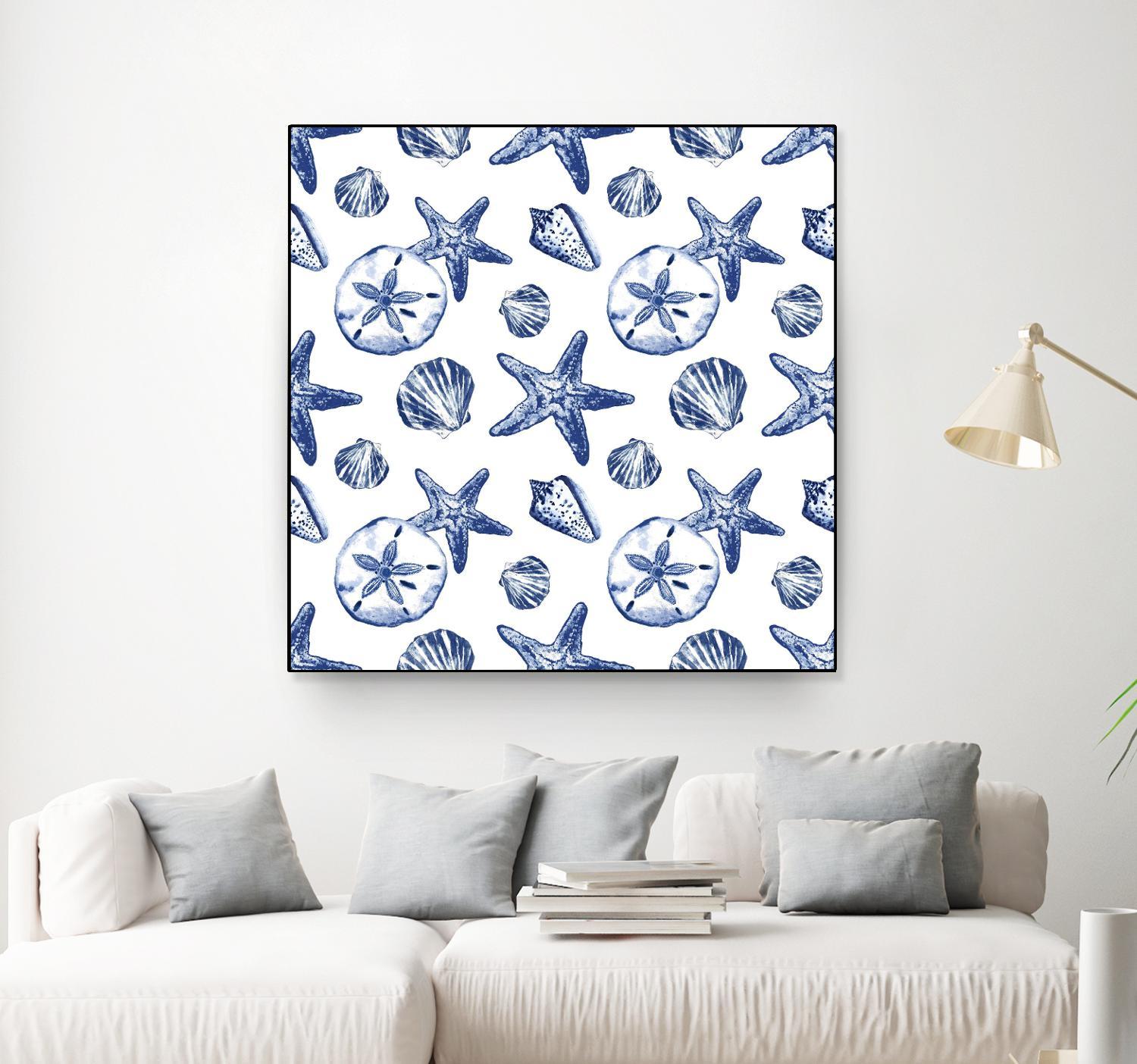 Deep Ocean Treasures White Pattern by Janice Gaynor on GIANT ART - coastal pattern