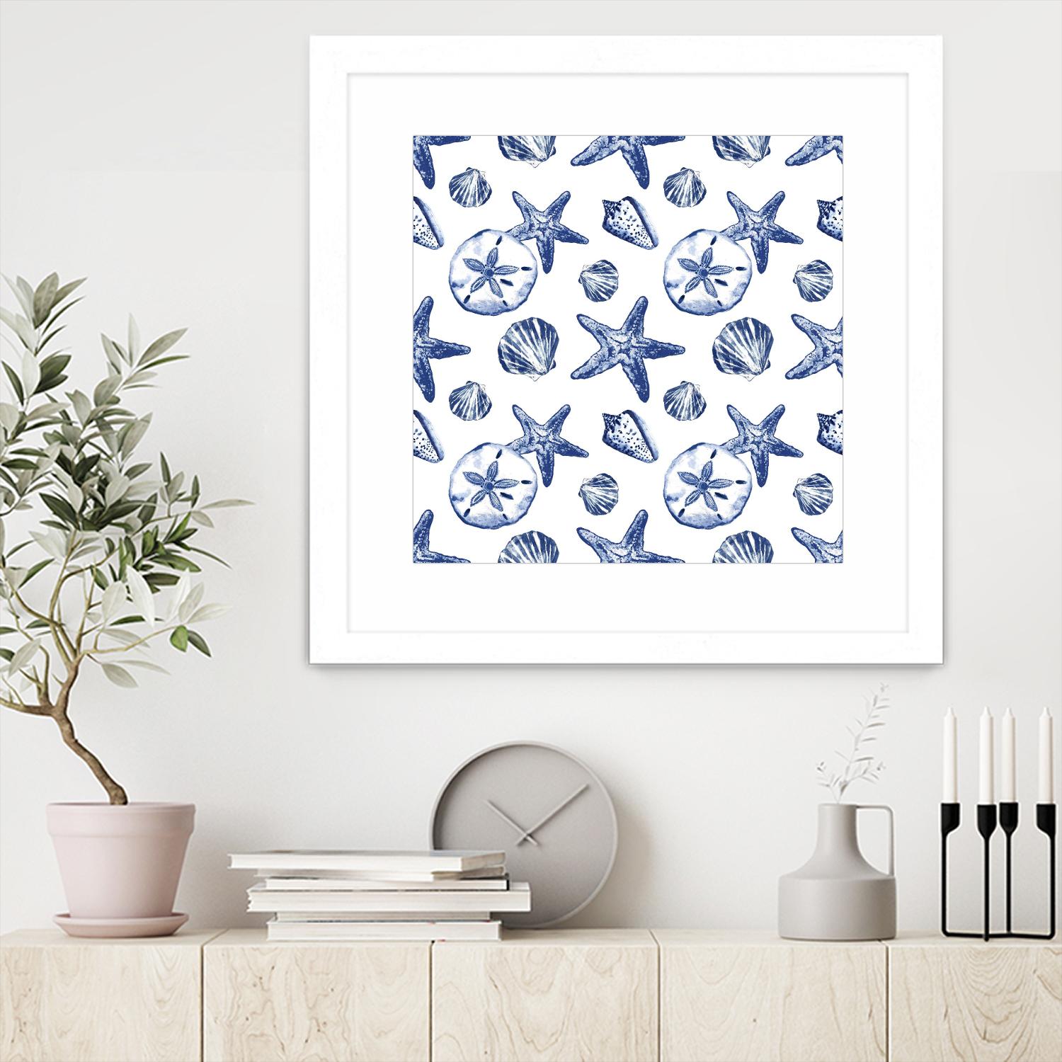 Deep Ocean Treasures White Pattern by Janice Gaynor on GIANT ART - coastal pattern