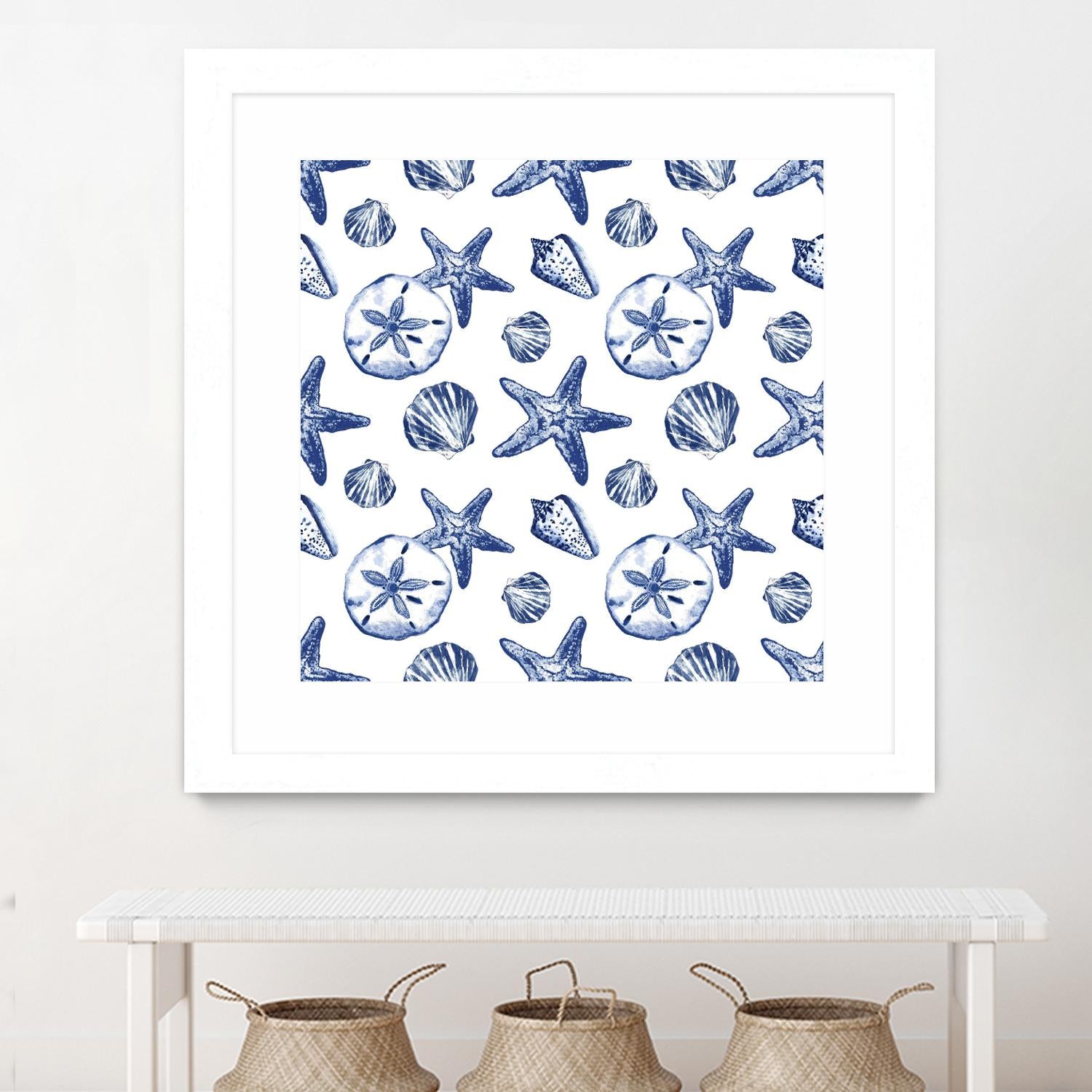 Deep Ocean Treasures White Pattern by Janice Gaynor on GIANT ART - coastal pattern