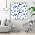 Deep Ocean Treasures White Pattern by Janice Gaynor on GIANT ART - coastal pattern