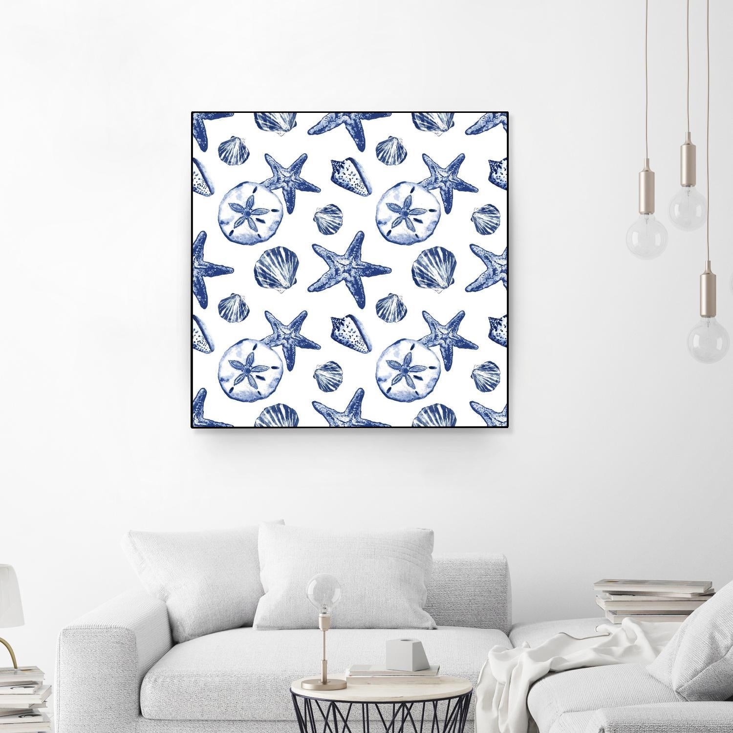 Deep Ocean Treasures White Pattern by Janice Gaynor on GIANT ART - coastal pattern