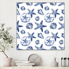 Deep Ocean Treasures White Pattern by Janice Gaynor on GIANT ART - coastal pattern