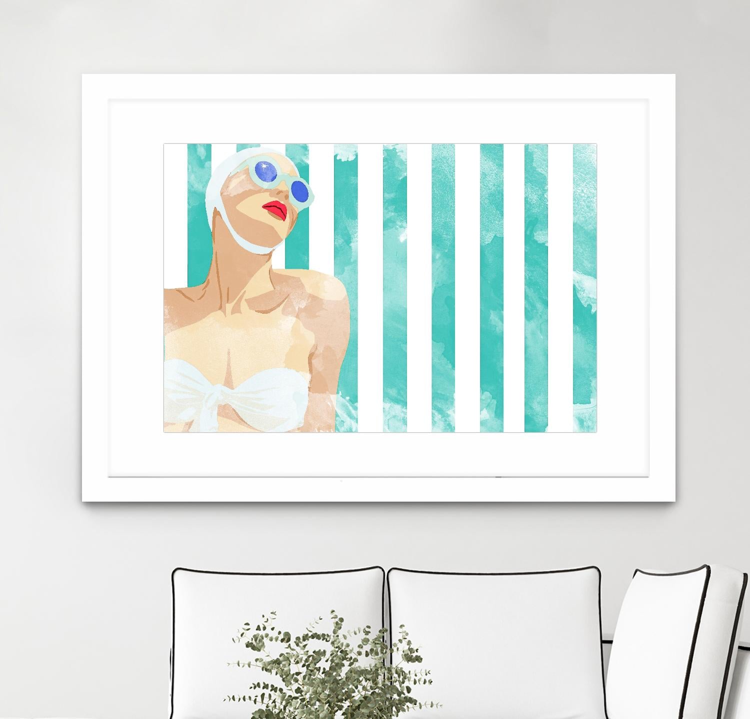 Bathing Beauty On Teal Towel by Jen Bucheli on GIANT ART - figurative coastal