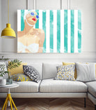 Bathing Beauty On Teal Towel by Jen Bucheli on GIANT ART - figurative coastal