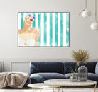Bathing Beauty On Teal Towel by Jen Bucheli on GIANT ART - figurative coastal