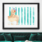 Bathing Beauty On Teal Towel by Jen Bucheli on GIANT ART - figurative coastal