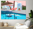 Pool Lounge Pink Chairs by Jen Bucheli on GIANT ART - decorative