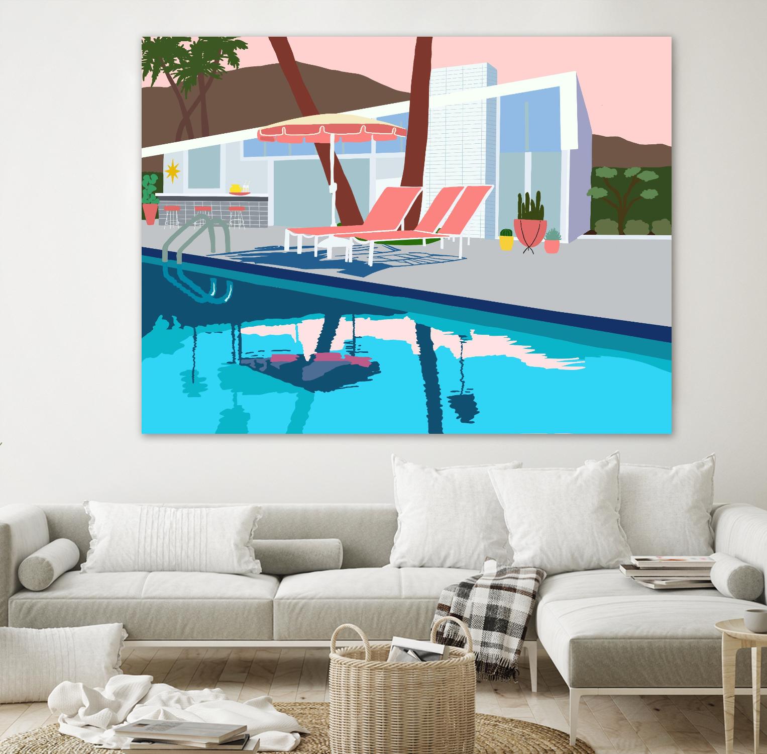 Pool Lounge Pink Chairs by Jen Bucheli on GIANT ART - decorative