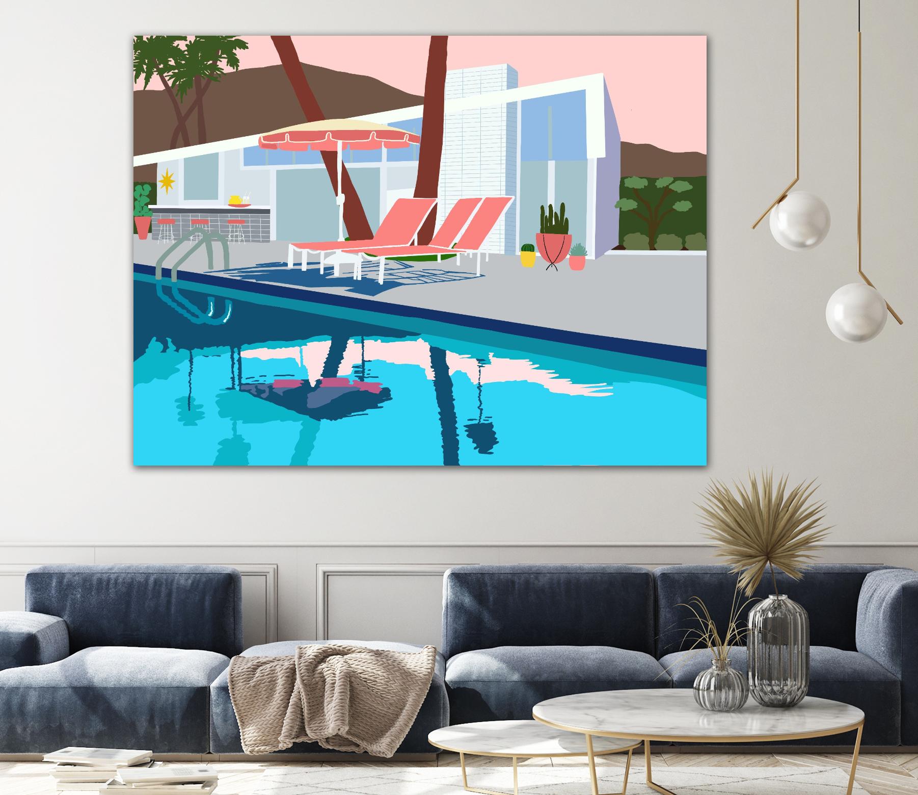 Pool Lounge Pink Chairs by Jen Bucheli on GIANT ART - decorative
