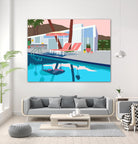 Pool Lounge Pink Chairs by Jen Bucheli on GIANT ART - decorative