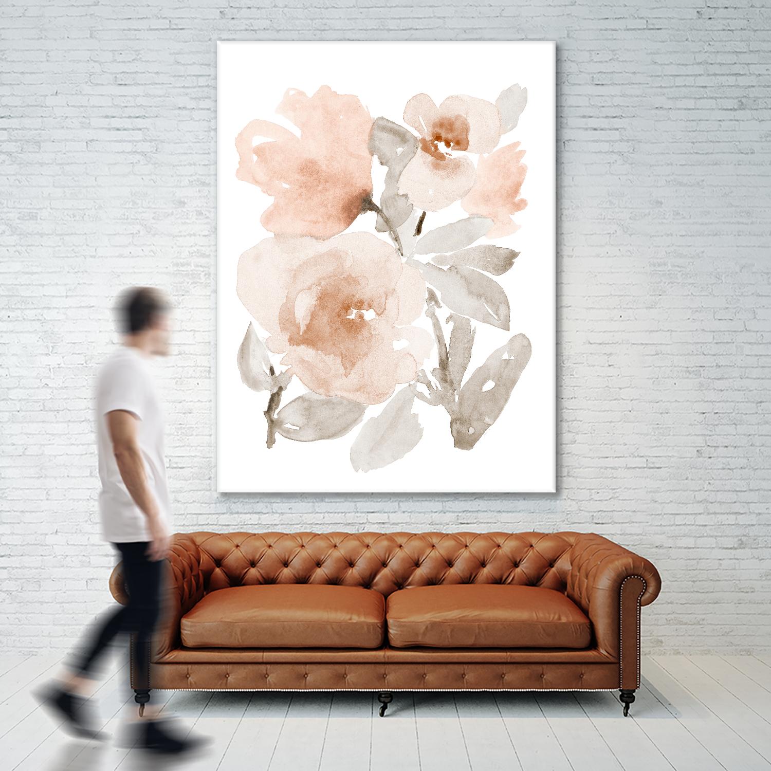 Peach Tranquil Florals I by Lanie Loreth on GIANT ART - peach floral