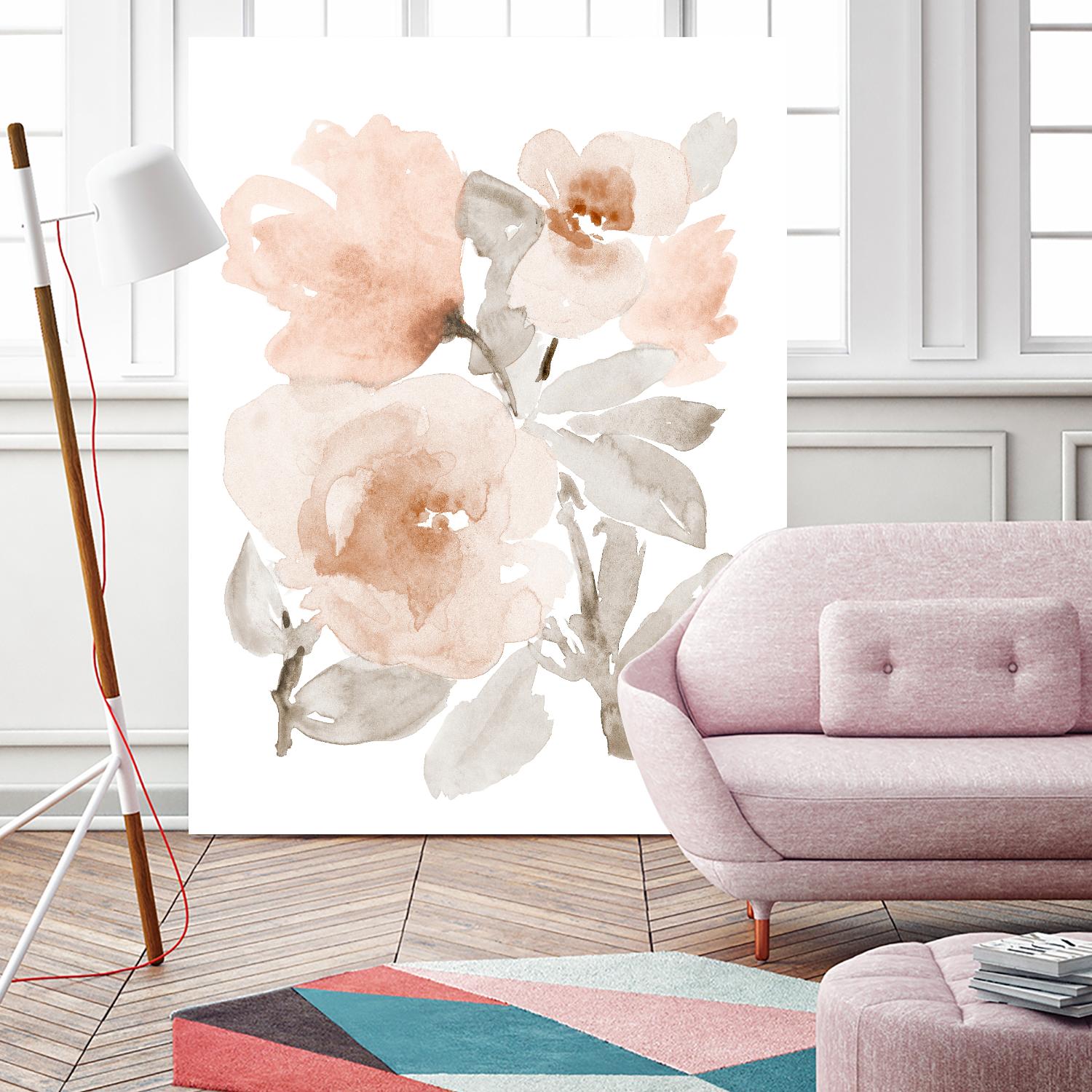 Peach Tranquil Florals I by Lanie Loreth on GIANT ART - peach floral