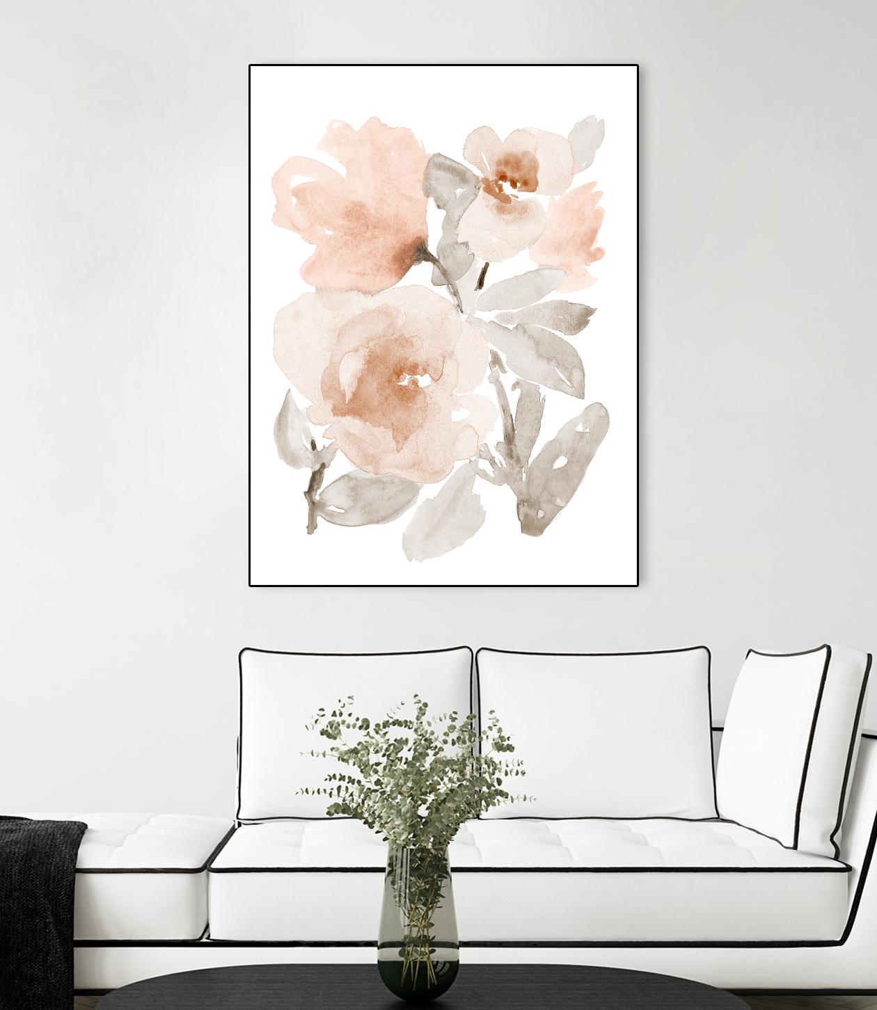 Peach Tranquil Florals I by Lanie Loreth on GIANT ART - peach floral