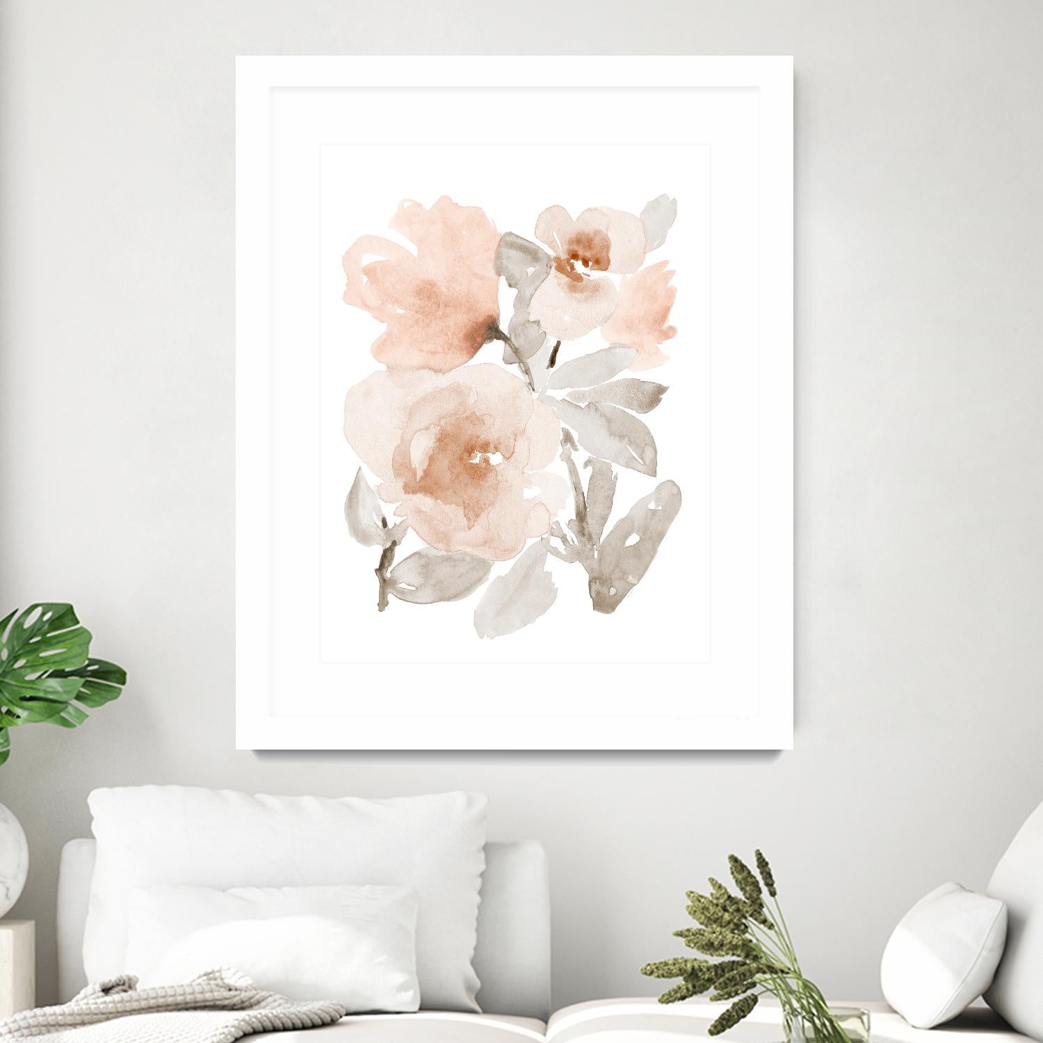 Peach Tranquil Florals I by Lanie Loreth on GIANT ART - peach floral